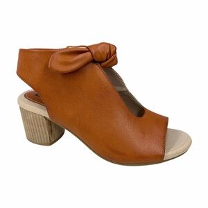 GC Shoes Women's Kimora Knot Detail Block Heel Dress Sandals Tan Size 8